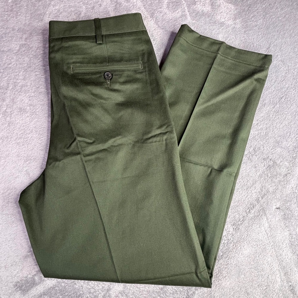 Lands End Chino Pants Mens 31 Olive Green Pleated Traditional Fit Cotton Chinos
